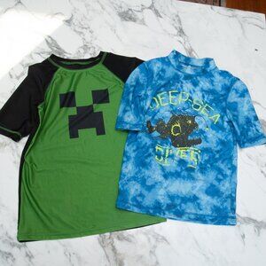 2 Boys Swim Rashguards Minecraft, Cherokee Size Medium & Large